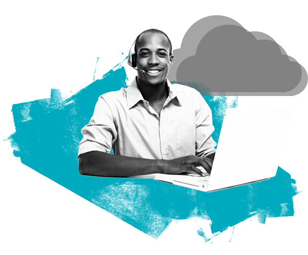 Man with headset and laptop