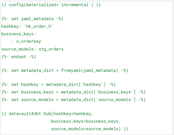 Hub in datavault4dbt