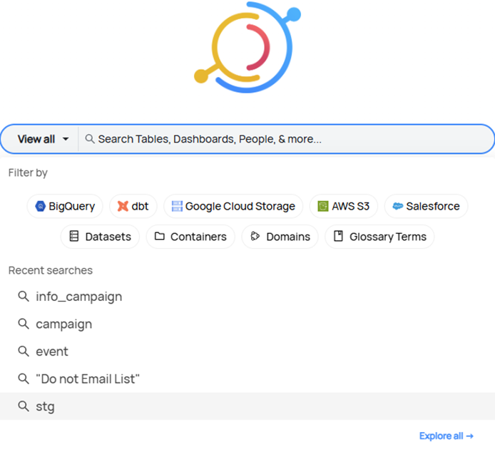 Internal Data Catalog Screenshot 1
